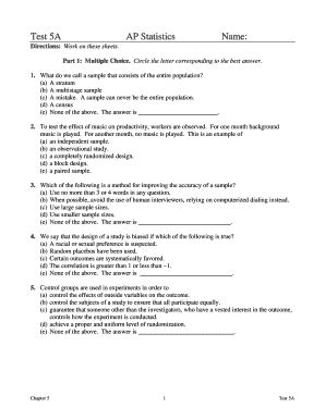 Test 5a Ap Statistics Answer Key