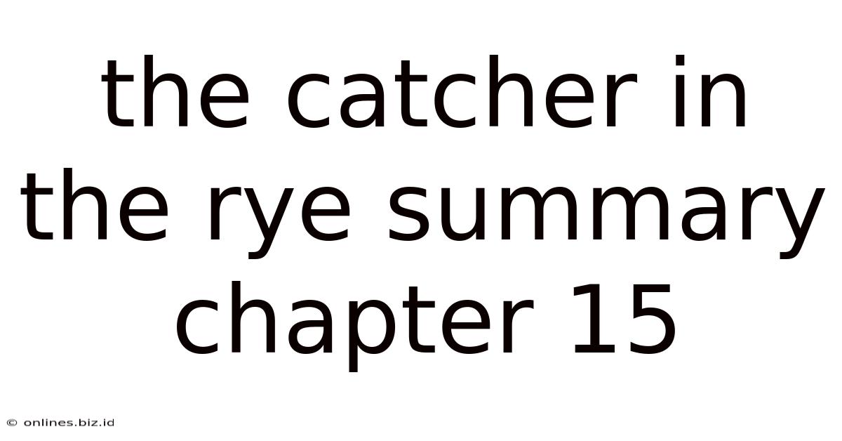 The Catcher In The Rye Summary Chapter 15