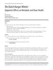 The Dutch Hunger Winter Case Study Answers