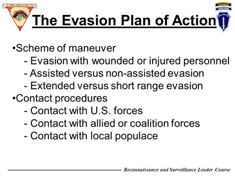 The Evasion Plan Of Action Provides Recovery Forces