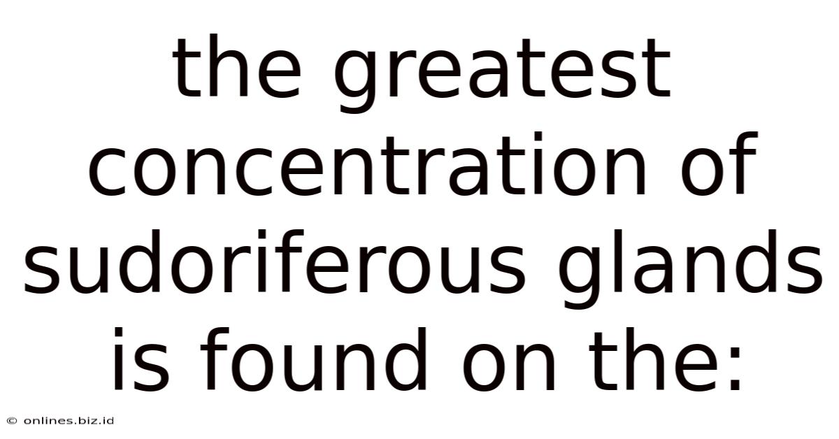 The Greatest Concentration Of Sudoriferous Glands Is Found On The: