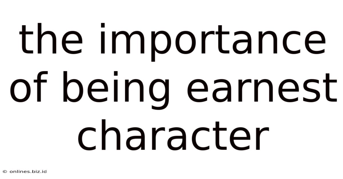 The Importance Of Being Earnest Character