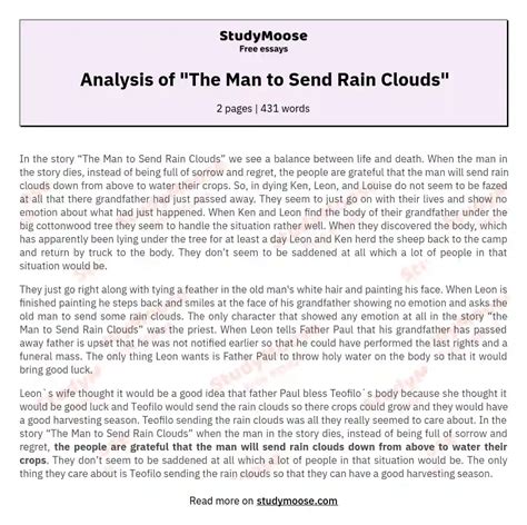 The Man To Send Rain Clouds Summary