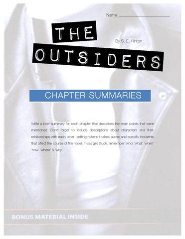 The Outsiders Chapter By Chapter Summary