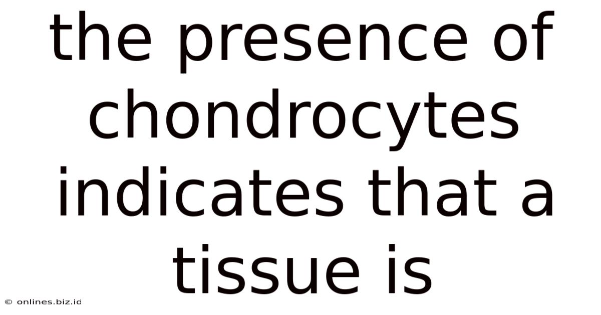 The Presence Of Chondrocytes Indicates That A Tissue Is