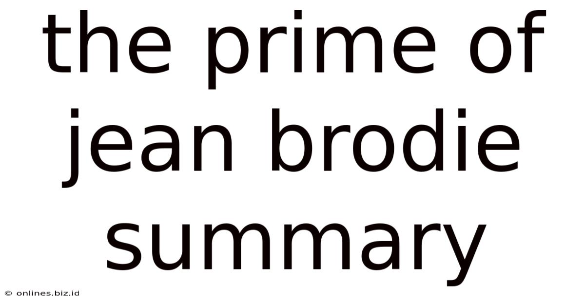 The Prime Of Jean Brodie Summary