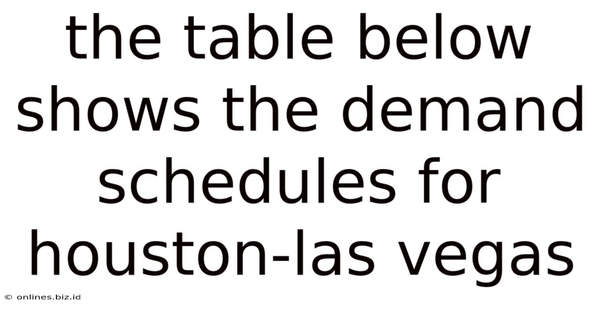 The Table Below Shows The Demand Schedules For Houston-las Vegas