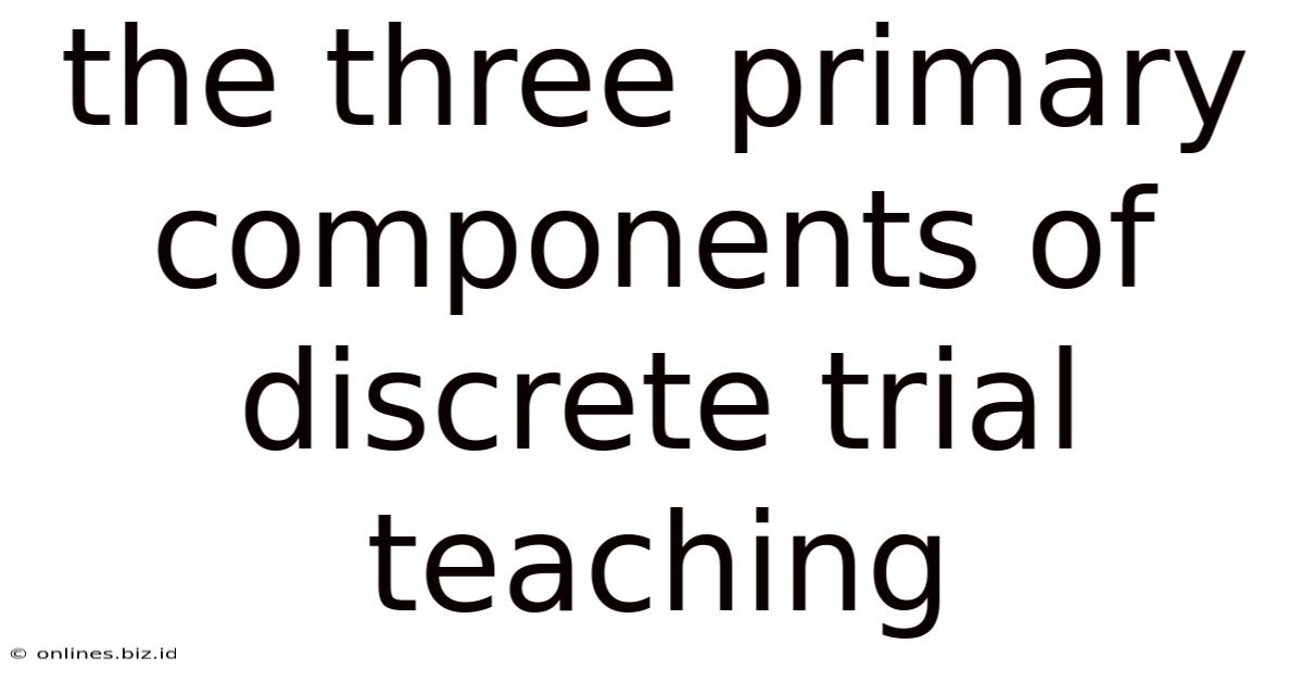 The Three Primary Components Of Discrete Trial Teaching