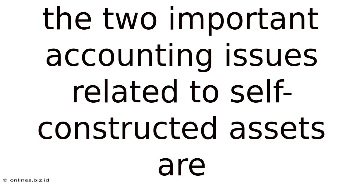 The Two Important Accounting Issues Related To Self-constructed Assets Are