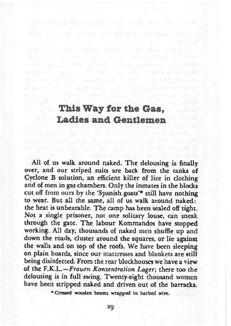 This Way For The Gas Ladies And Gentlemen Summary