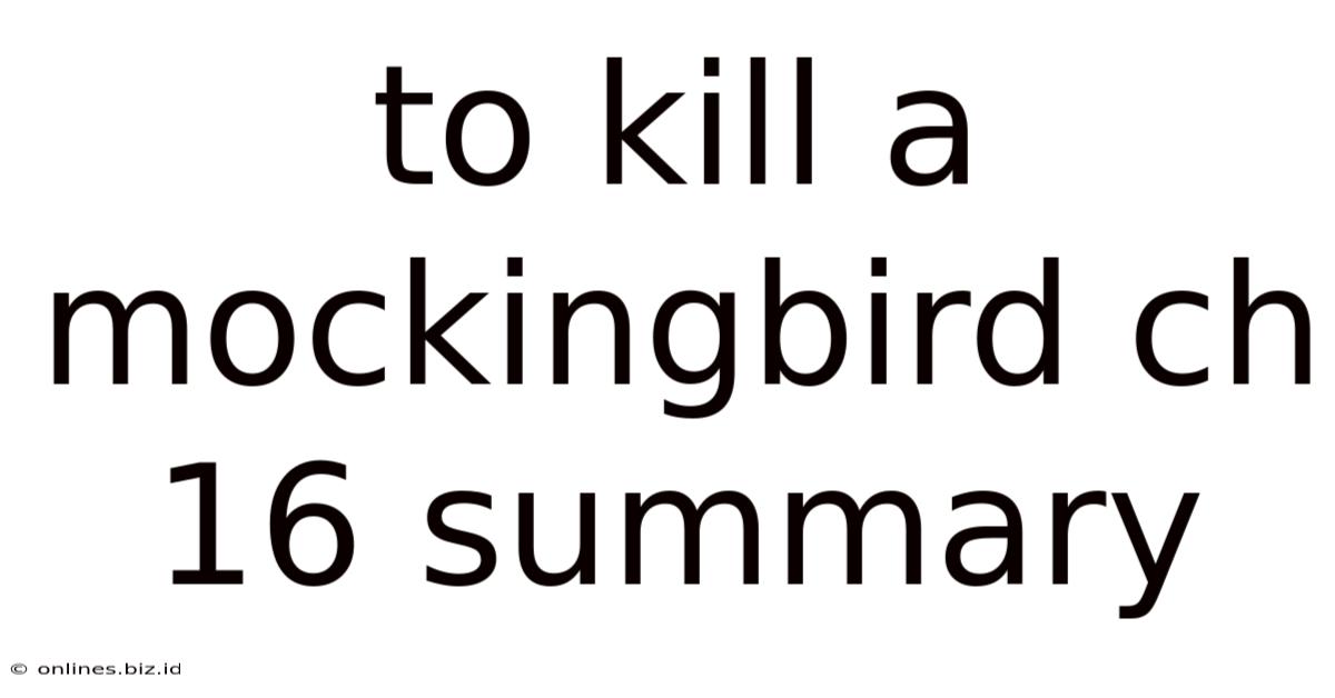 To Kill A Mockingbird Ch 16 Summary
