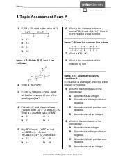 Topic 1 Performance Assessment Form A Answers