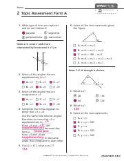 Topic 2 Assessment Form A Answer Key