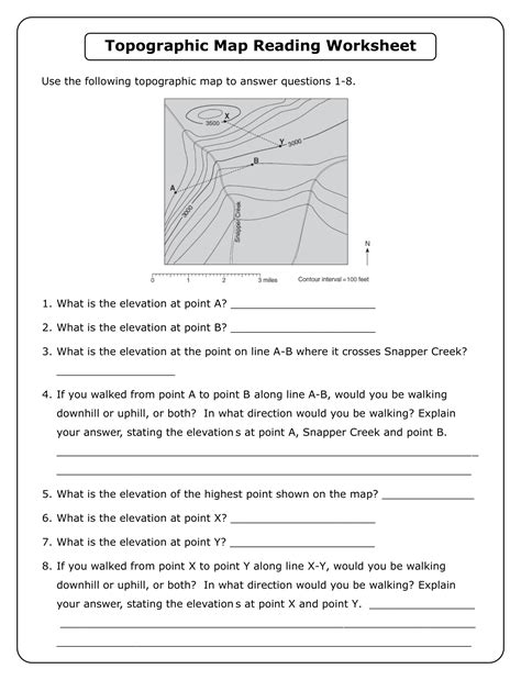 Topographic Map Reading Worksheet Answer Key Pdf