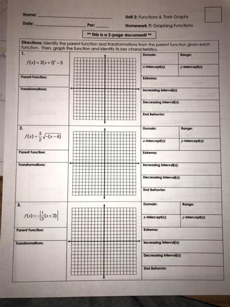 Unit 2 Functions And Their Graphs Answers