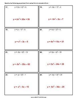 Unit 3 Homework 5 Vertex Form Of A Quadratic Equation