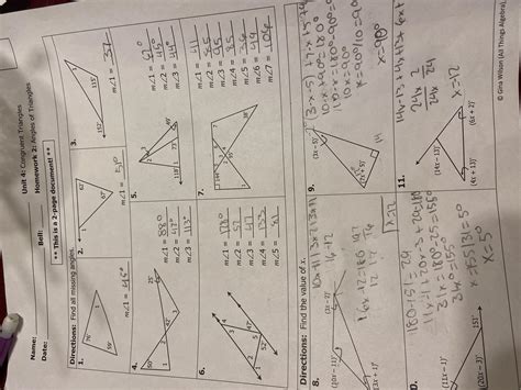 Unit 4 Test Study Guide Congruent Triangles