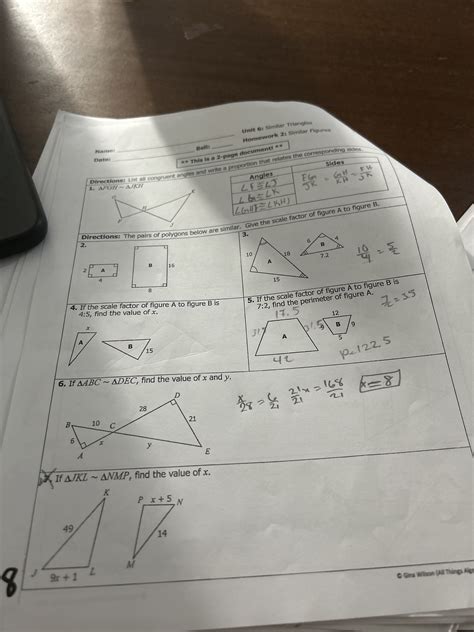 Unit 6 Test Similar Triangles Answers Pdf