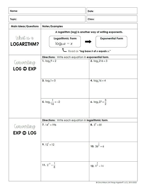 Unit 7 Exponential & Logarithmic Functions Homework 6