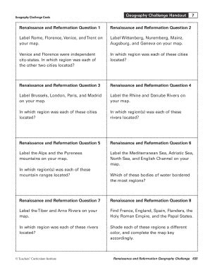 Unit 7 Geography Challenge Map Answer Key