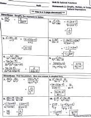 Unit 8 Rational Functions Homework 1 Answers