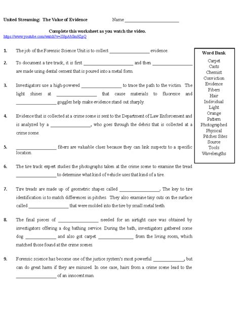 United Streaming The Value Of Evidence Answer Key