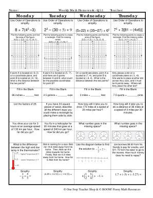 Weekly Math Review Q1 1 Answer Key