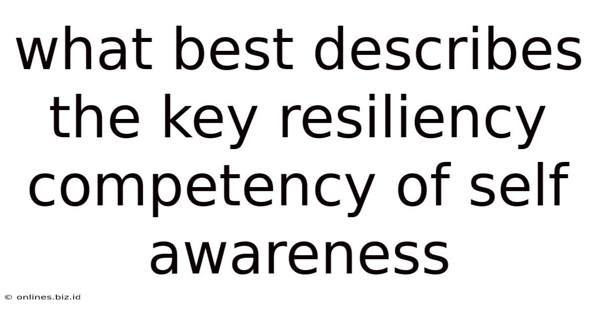 What Best Describes The Key Resiliency Competency Of Self Awareness