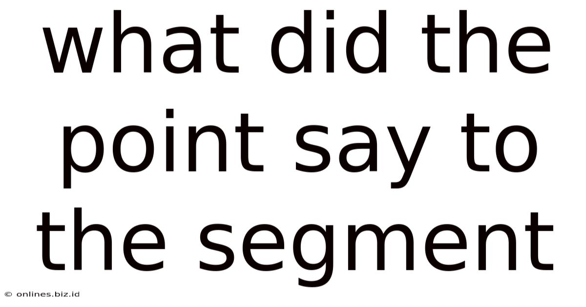 What Did The Point Say To The Segment
