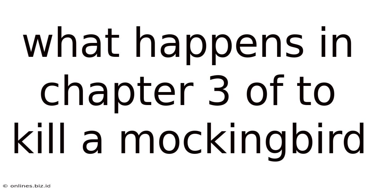 What Happens In Chapter 3 Of To Kill A Mockingbird