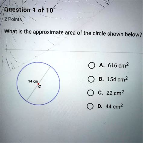 What Is The Approximate Area Of The Circle Shown Below