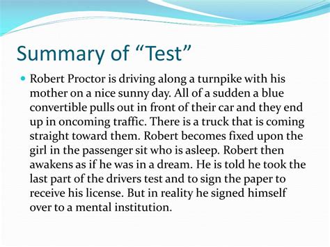 What Is The Climax Of The Test By Theodore Thomas