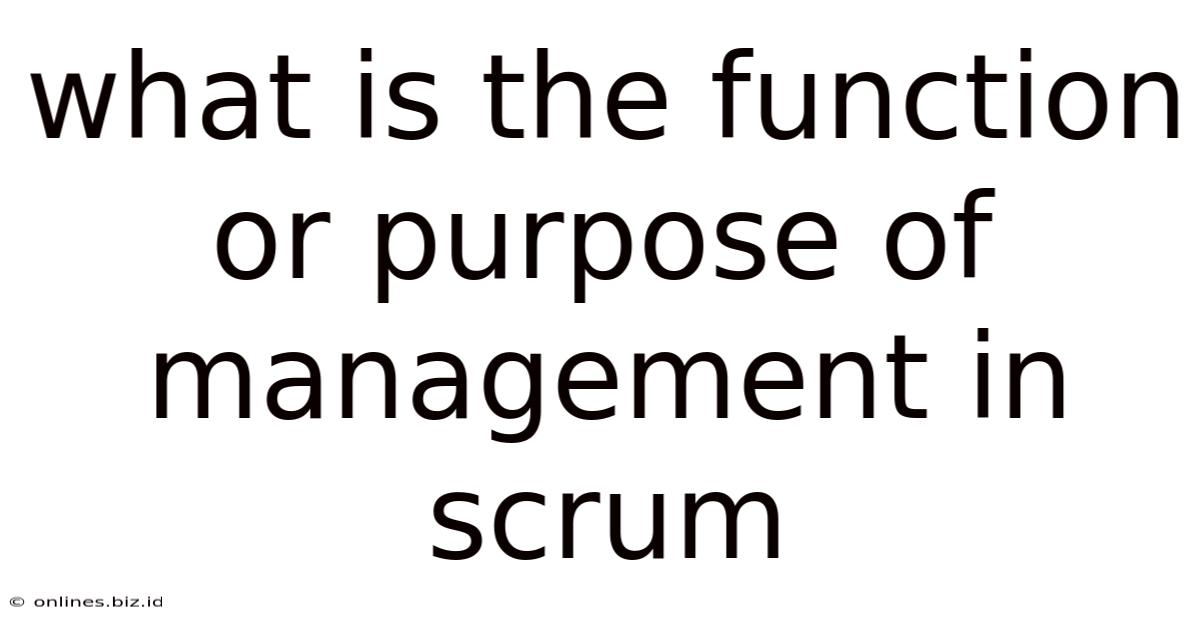 What Is The Function Or Purpose Of Management In Scrum