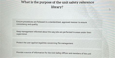 What Is The Purpose Of The Unit Safety Reference Library