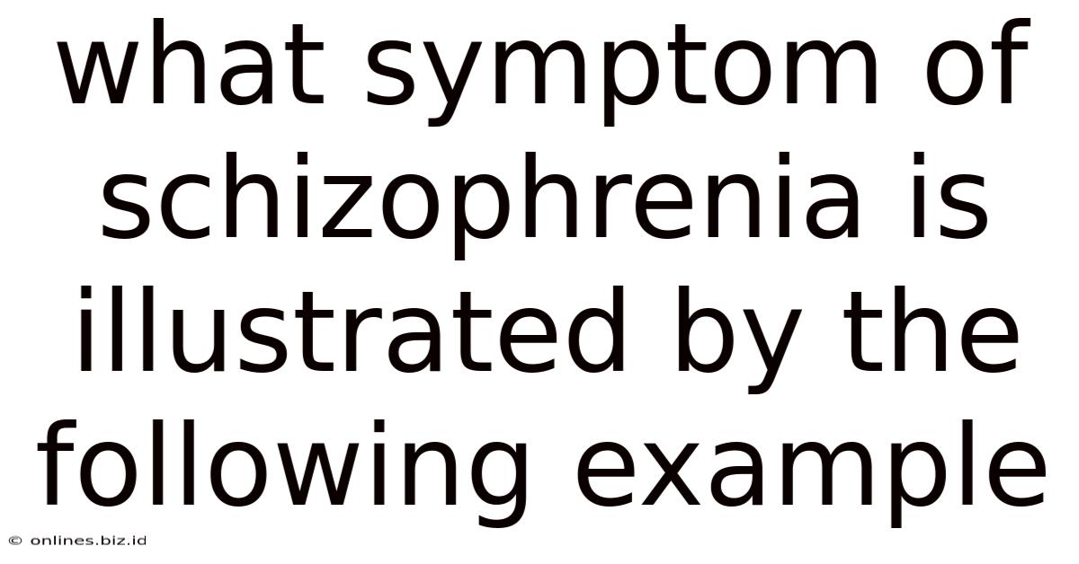 What Symptom Of Schizophrenia Is Illustrated By The Following Example