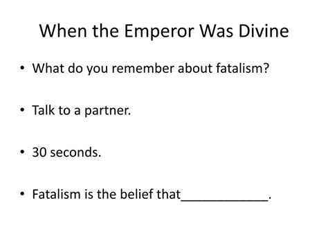 When The Emperor Was Divine Summary