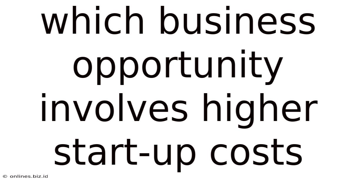 Which Business Opportunity Involves Higher Start-up Costs