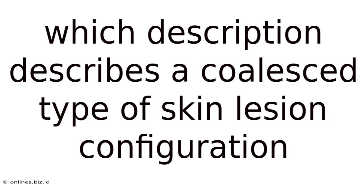 Which Description Describes A Coalesced Type Of Skin Lesion Configuration