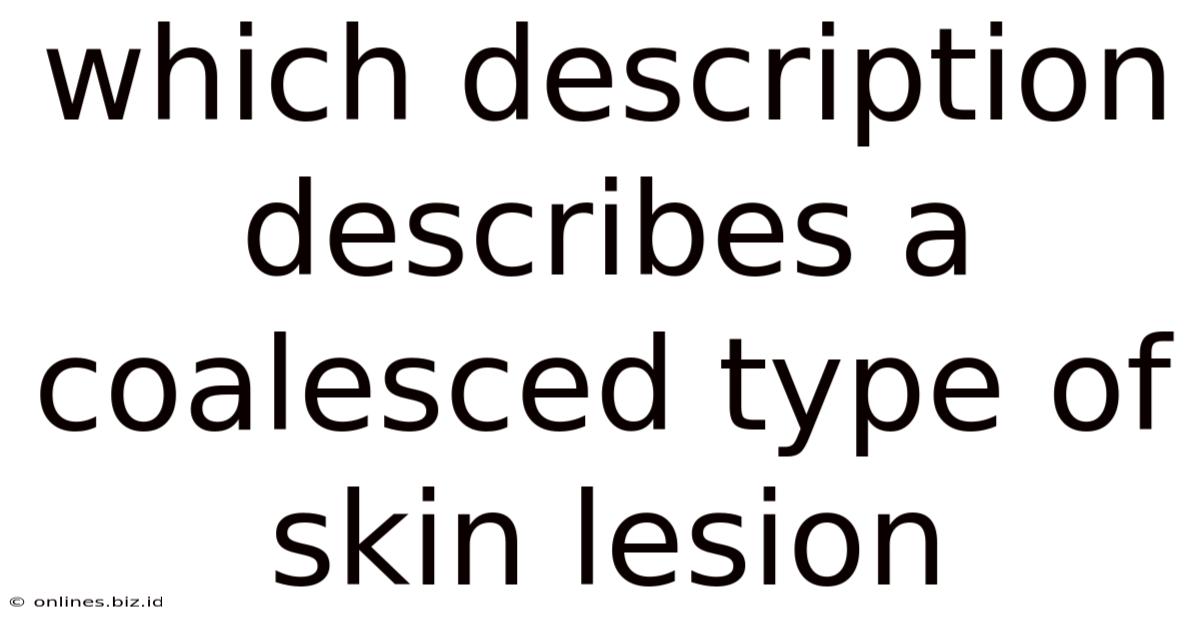 Which Description Describes A Coalesced Type Of Skin Lesion