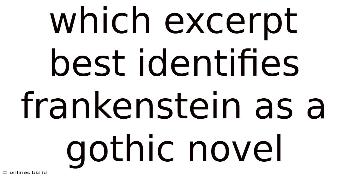Which Excerpt Best Identifies Frankenstein As A Gothic Novel