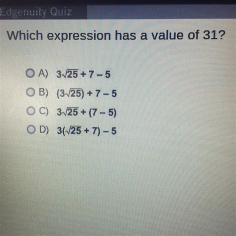 Which Expression Has A Value Of