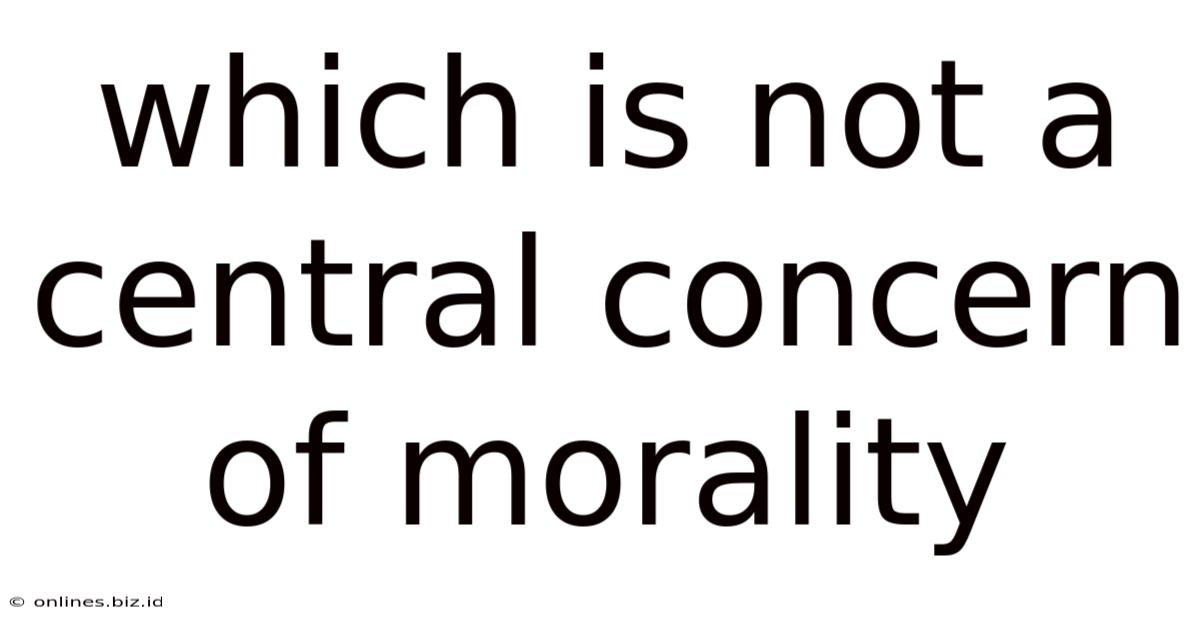 Which Is Not A Central Concern Of Morality