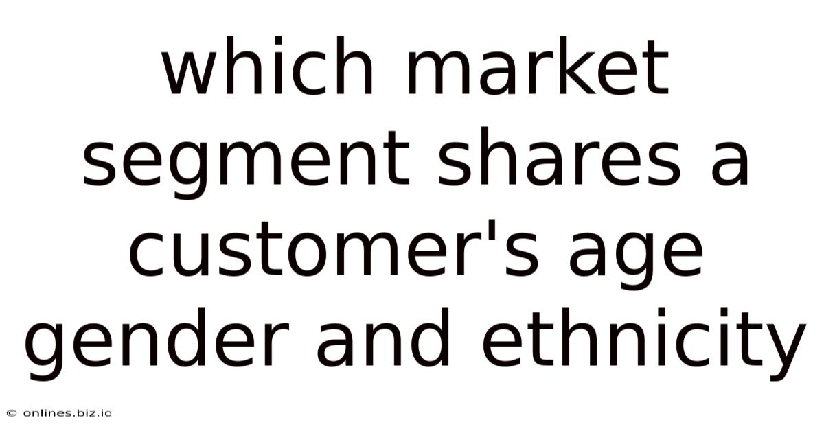 Which Market Segment Shares A Customer's Age Gender And Ethnicity