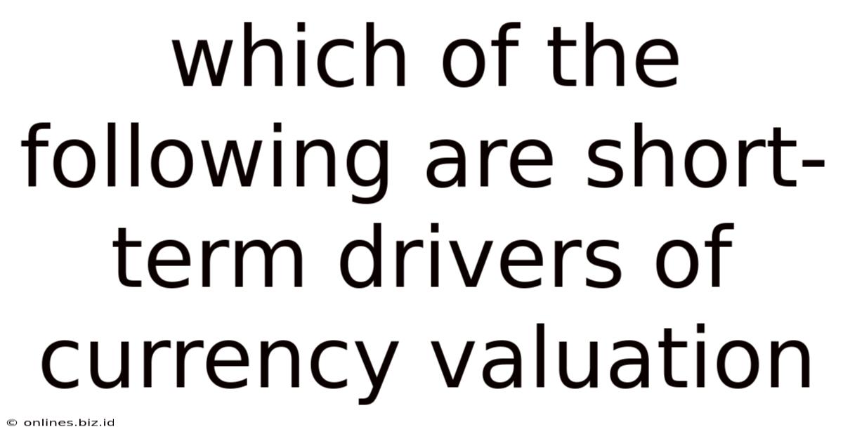 Which Of The Following Are Short-term Drivers Of Currency Valuation