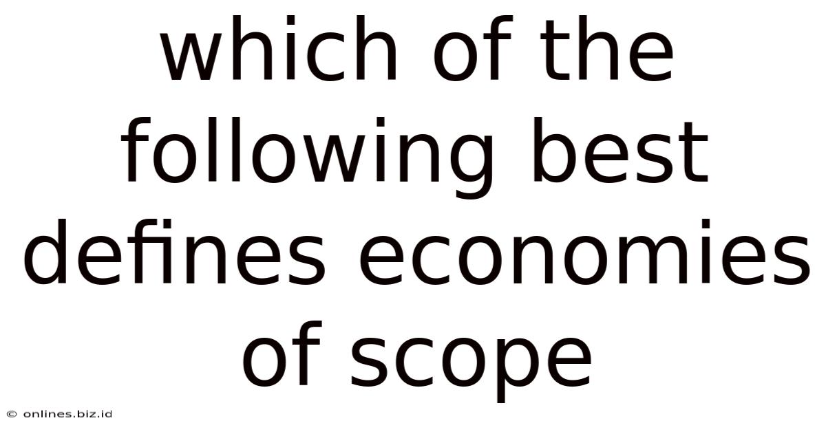 Which Of The Following Best Defines Economies Of Scope