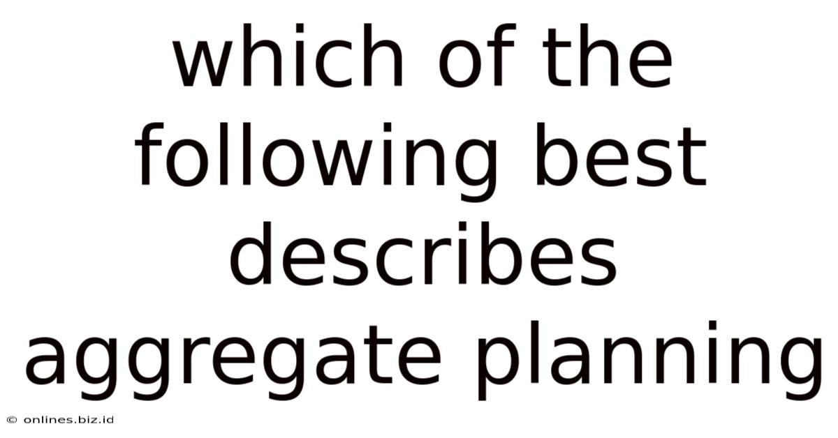 Which Of The Following Best Describes Aggregate Planning