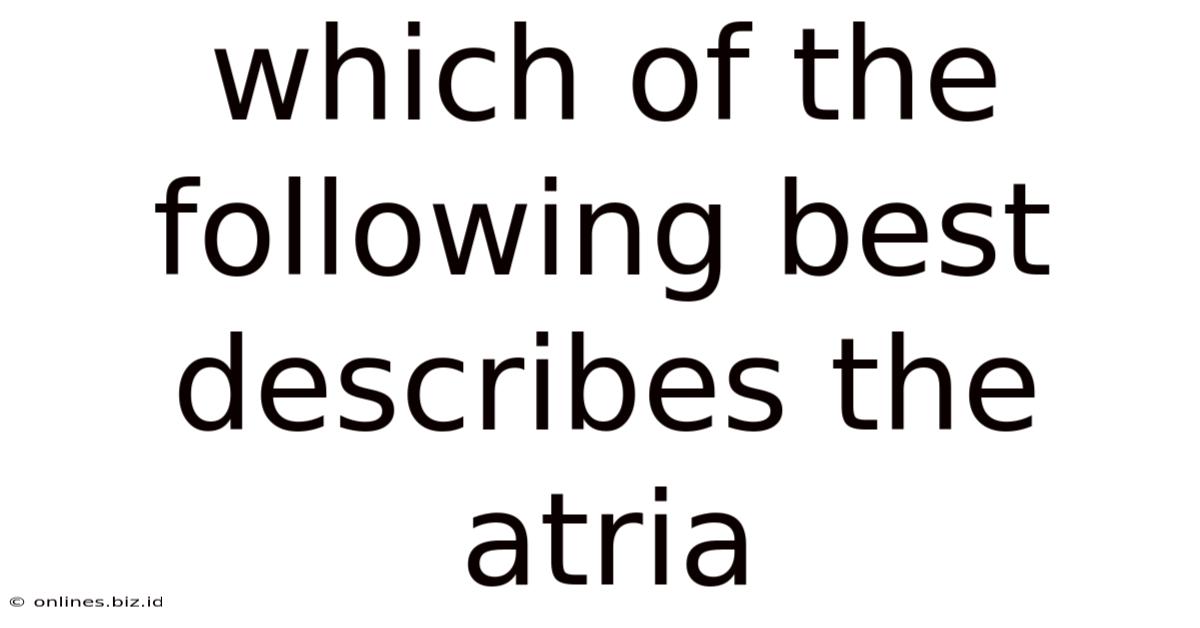 Which Of The Following Best Describes The Atria