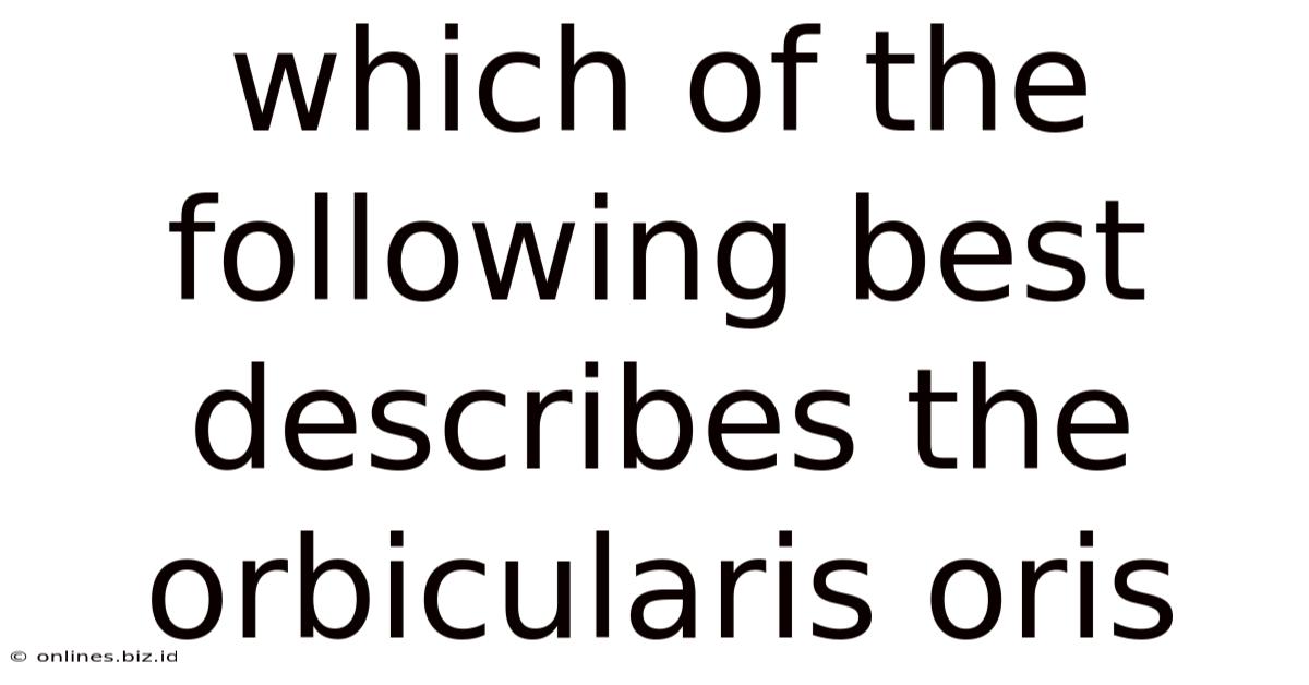 Which Of The Following Best Describes The Orbicularis Oris