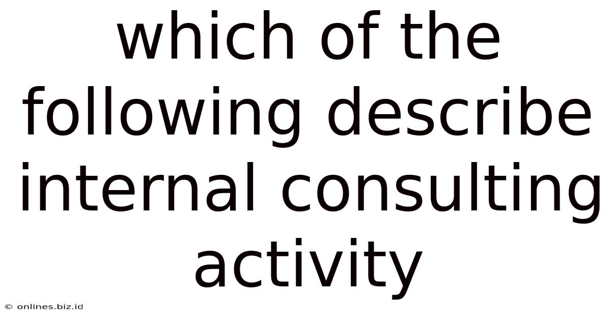 Which Of The Following Describe Internal Consulting Activity