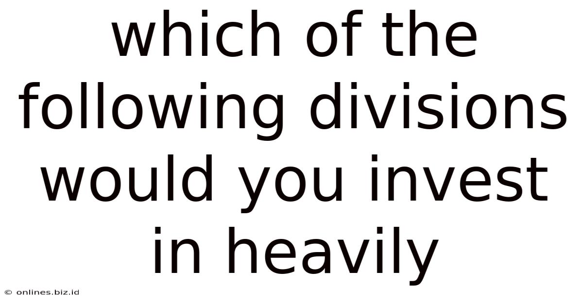 Which Of The Following Divisions Would You Invest In Heavily